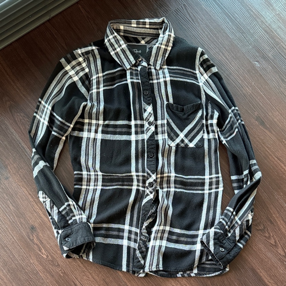 Rails Black and White Plaid women's shirt XS